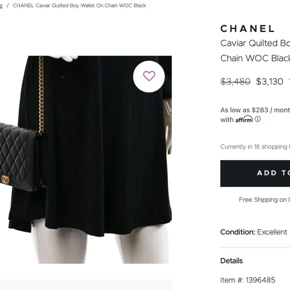 Chanel Caviar Quilted Boy Wallet On Chain WOC Black - Picture 16 of 17